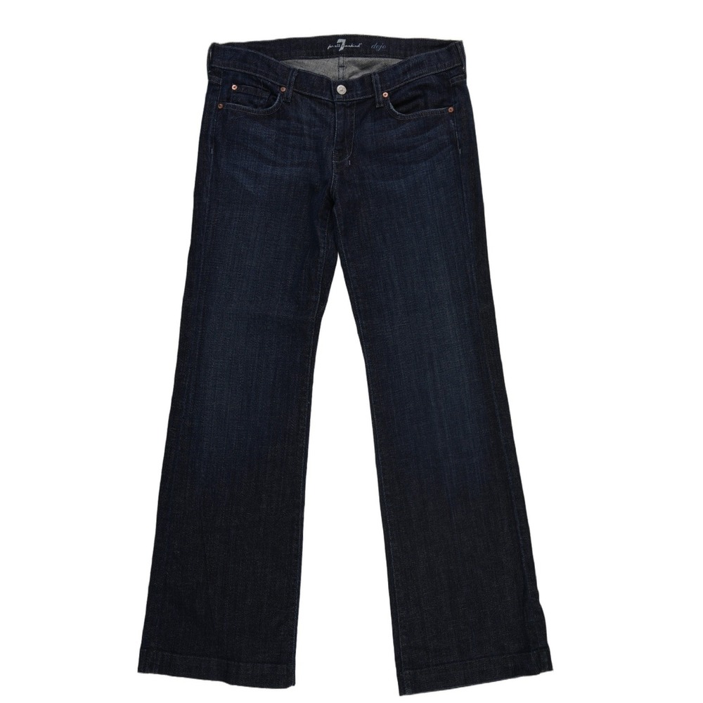 7 For All Mankind Dojo Jeans Women's Size 32 Dark Wash Flare Wide Leg Denim Y2K